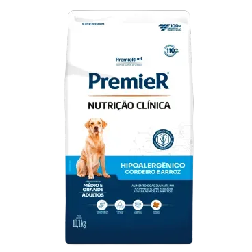 Racao Premier Nut Clinica Hipoalergenico Caes Med e Gde Cordeiro 10.1kg frente